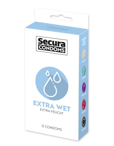 Préservatifs extra lubrifiés, en latex x12 avec réservoir Extra Wet 53 mm - R416584