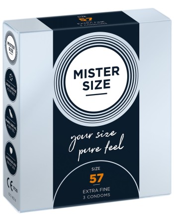 Boite de 3 préservatifs latex avec réservoir, 7 tailles disponibles Mister Size - MS03