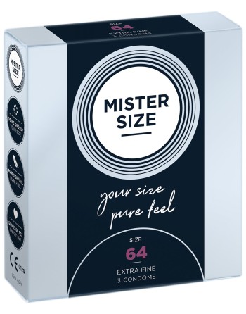 Boite de 3 préservatifs latex avec réservoir, 7 tailles disponibles Mister Size - MS03