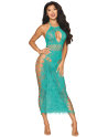 Robe longue résille fantaisie turquoise - DG0524AGA