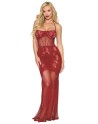 Nuisette longue en résille rouge - DG0487RED