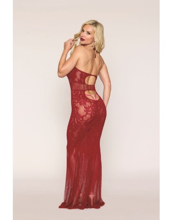 Nuisette longue en résille rouge - DG0487RED