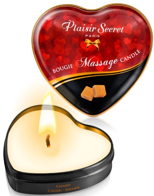 Mini bougie de massage caramel boîte coeur 35ml - CC826068