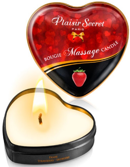 Mini bougie de massage fraise boîte coeur 35ml - CC826064