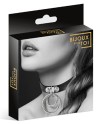 Collier en cuir noir SM avec double anneau métal argenté pour laisse - CC6060030010