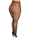 Collant fantaisie grande taille résille noir avec liseré à l'arrière - DG0528XBLK