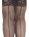 Bas noirs grande taille résille avec coutures - MH4919XBLK