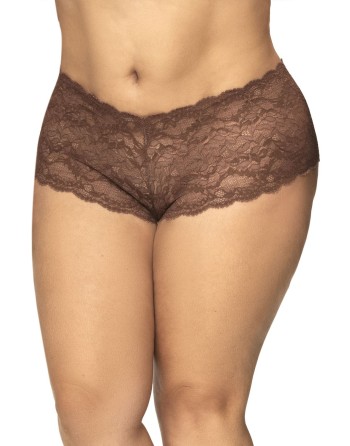 Shorty grande taille en dentelle couleur cacao - MAL90XCOCO