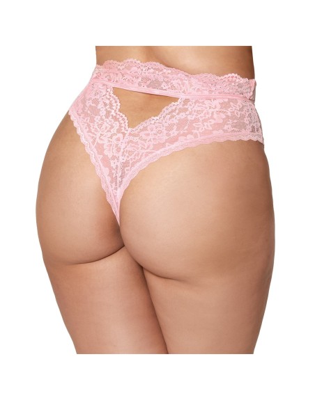 String grande taille dentelle taille haute rose - DG1477XPNK