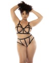 Ensemble 2 pièces noir et chair Havana grande taille, soutien gorge avec armatures et culotte taille haute - MAL8849XNUBK