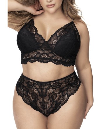 Lingerie grande taille, soutien-gorge et culotte en fibres recyclées - MAL8796XBLK