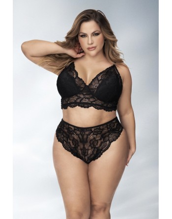 Lingerie grande taille, soutien-gorge et culotte en fibres recyclées - MAL8796XBLK