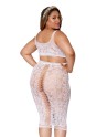 Ensemble 2 pièces grande taille, brassière résille fantaisie et jupe longue assorti - DG12921XWHT