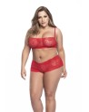 Ensemble lingerie, grande taille,  rouge top bustier et shorty dentelle   - MAL206XRED