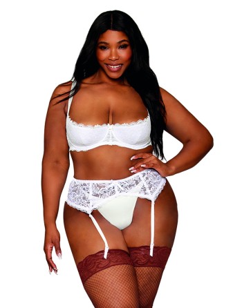 Soutien-gorge, grande taille, Demi-seins à armatures en dentelle blanche - DG13252XWHT