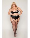 Soutien-gorge Demi-Seins, grande taille, en satin noir - DG13254XBLK