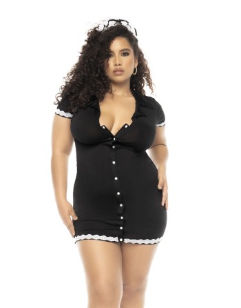 Costume soubrette 3 pièces grande taille , robe, tablier et coiffe - MAL60021XASHW