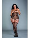 Combinaison bodystocking grande taille résille fantaisie - DG0355XBLK