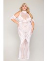 Robe bodystocking, grande taille, en résille t dentelle blanche - DG0490XWHT