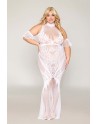 Robe bodystocking, grande taille, en résille t dentelle blanche - DG0490XWHT