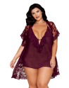 Nuisette et peignoir grande taille couleur aubergine - DG13666XCHE