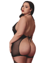 Nuisette grande taille avec porte jarretelles et fouet - DG13704XBLK