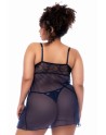 Nuisette grande taille bleu nuit et string - MAL7555XMNBL