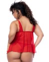 Nuisette courte grande taille rouge et string - MAL7562XRD