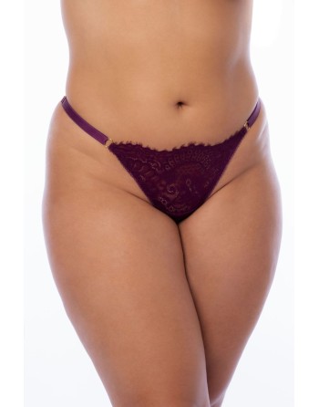 Nuisette en dentelle grande taille bordeaux et string assorti - MAL7554XWINE