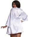 Kimono satin, ceinture attachée, nuisette et cintre assorti - DG3717XWHT