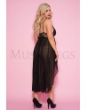 Nuisette longue noire transparente grande taille - ML53019XBLK