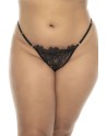 Nuisette noir Selma grande taille, en dentelle, avec armatures et string assorti inclus - MAL7550XBLK