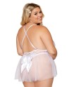 Body grande taille dentelle blanc avec tulle amovible - DG12918XWHT