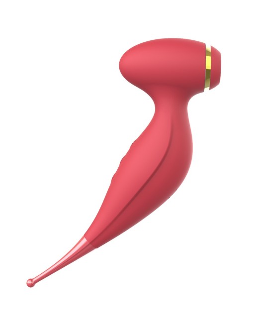 Oiseau du Paradis - Vibromasseur 2 en 1 avec vibration clitoridienne par membrane et embout stimulateur rouge - CR-820RED