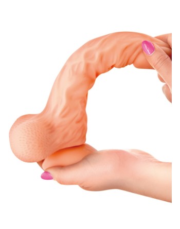 Gode réaliste veiné ventouse va-et-vient prépuce testicules billes mouvantes 22cm - CC514107