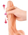 Gode réaliste veiné ventouse va-et-vient prépuce testicules billes mouvantes 20 cm - CC514106