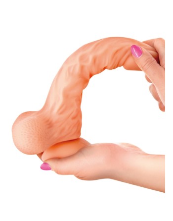 Gode réaliste veiné ventouse va-et-vient prépuce testicules billes mouvantes 18.5cm - CC514105