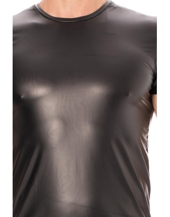 T-shirt simili cuir noir - LM2008-81BLK