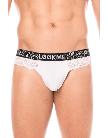 String blanc en dentelle délicate - LM2006-57WHT