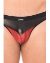 String simili cuir noir et résille rouge - LM2005-57BKR