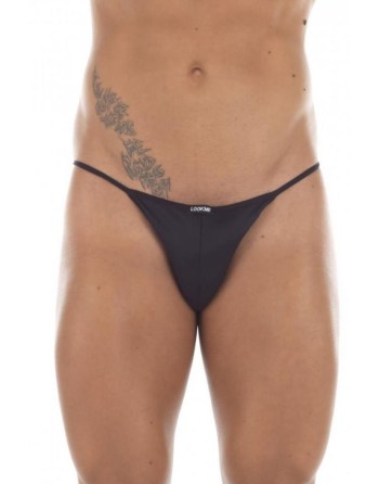 String noir satiné dos résille - LM13-57BLK