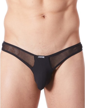 String noir sexy avec fine résille - LM805-57BLK