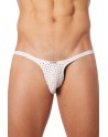 Slip échancré blanc simili cuir finement ajouré - LM811-61WHT