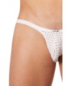 Slip échancré blanc simili cuir finement ajouré - LM811-61WHT