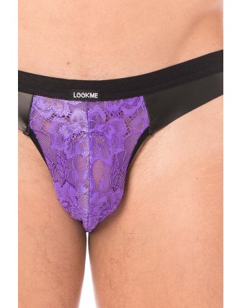 Jock violet en dentelle et simili cuir - LM2002-27PUR