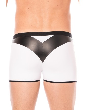 Boxer blanc simili cuir brillant - LM2001-67WHT