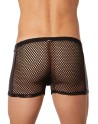 Boxer noir filet avec côtés simili cuir - LM911-67MBLK