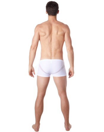 Boxer blanc sexy avec fine résille en V - LM805-67WHT