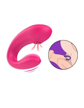 Vibromasseur de couple rose, USB avec 2 moteurs pour stimulation Point G et clitoridienne avec télécommande - TOD-062PNK