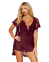 Nuisette et peignoir couleur aubergine - DG13666CHE